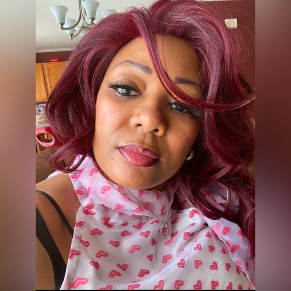 Red & White Chiffon 💋 Lips Sleeveless Blouse w/Side Collar Bow, EUC - Picture 6 of 14